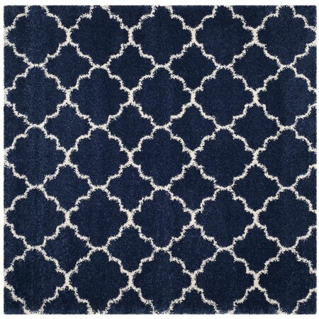 Safavieh 9 x 9 ft. Hudson Shag Power Loomed Square Area Rug; Navy & Ivory SGH282C-9SQ